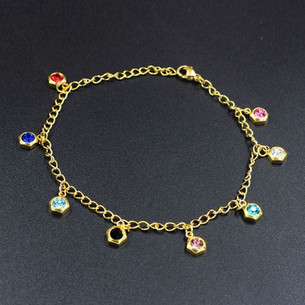 

anklets 304 stainless steel ins style anklet bohemian for women on the leg summer beach barefootgold color 22cm(8 5/8") long g220519 go, Red;blue