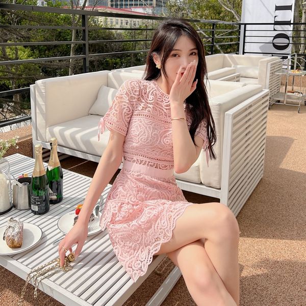 

casual dresses s-elf-portrait blue abstract guipure lace midi dress new, Black;gray