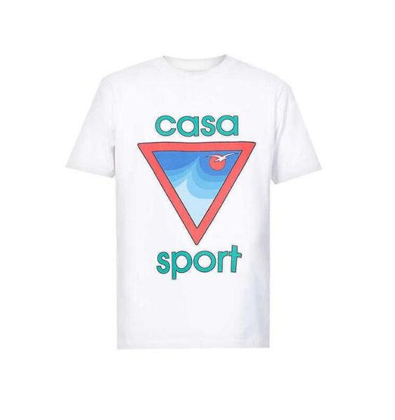 

csablanca 23ss casa way t shirt tennis racket bouquet letter print tees casual round neck men and women short sleeved t-shirt xl, White;black