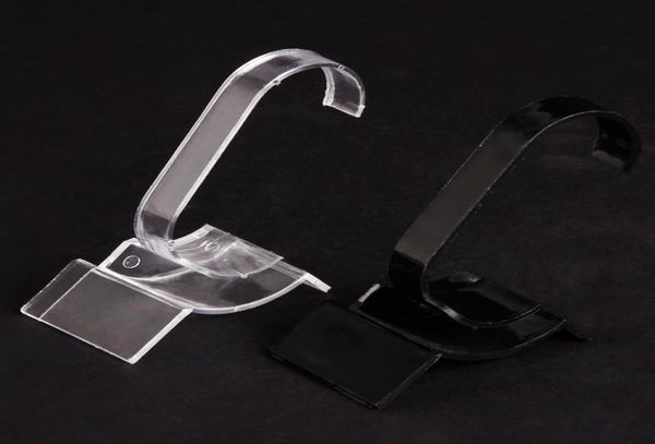 

whole 20 blackclear plastic watch display stand holder0128601474, Black;white