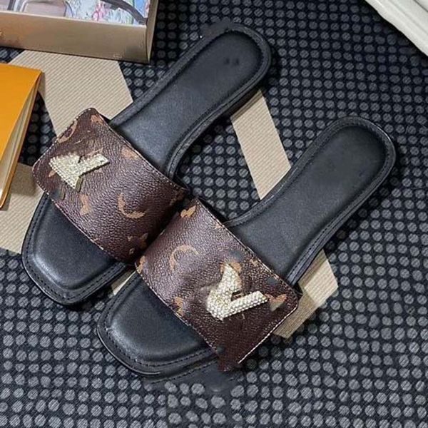 

shake flat mule patent calf leather slipper women lambskin sandals metal embossed chunky heel sandal summer dress mules slide 07, Black