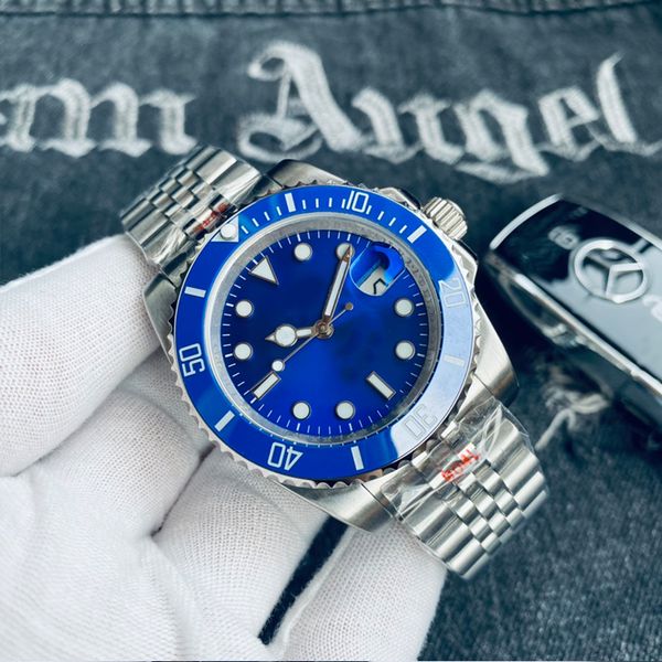 

designer mens watch ceramic 40mm blue dial 2813 movement automatic watch machine 904l stainless steel calendar sapphire mirror classic lumin, Slivery;brown