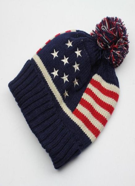

whole2015 usa american flag beanie hat wool winter warm knitted caps and hats for man and women skullies cool beanies w7883786, Blue;gray