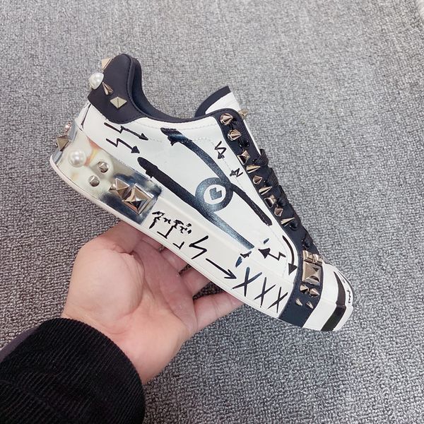 

2023 new luxury men womens fashion shoes lace-up flat platform designer sneaker black genuine leather air 0516