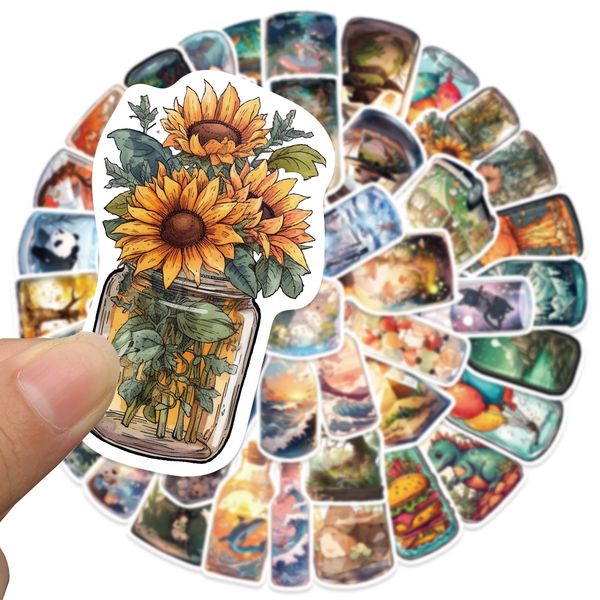 

50pcs the world in bottle stickers for skateboard car baby helmet pencil case diary phone lapplanner decor book album kids toys guitar diy d