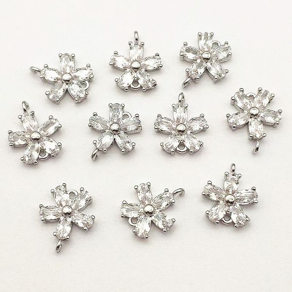 

other new arrival 15x13mm 50pcs cubic zirconia pendant flower charm for necklace earrings diy parts jewelry findings components