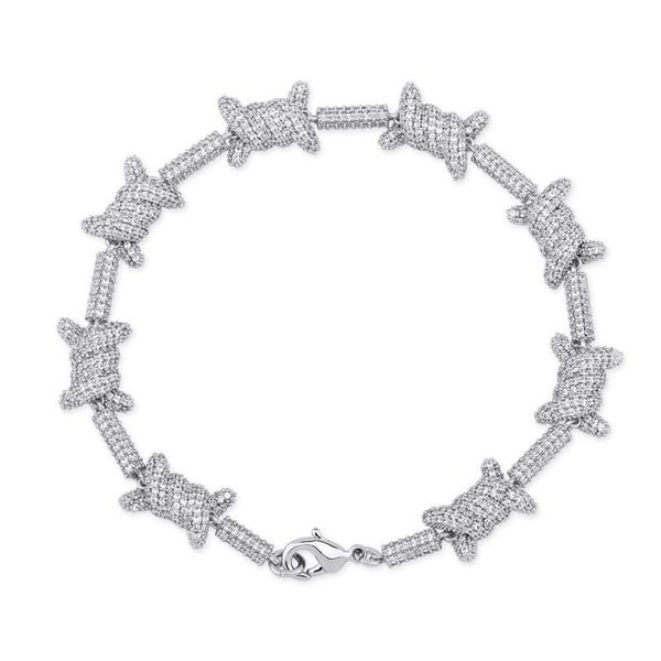 

bangle bling iced out staggered pattern x knot bracelet prong setting aaa cubic zircon fashion hip hop jewelry gifts, Black