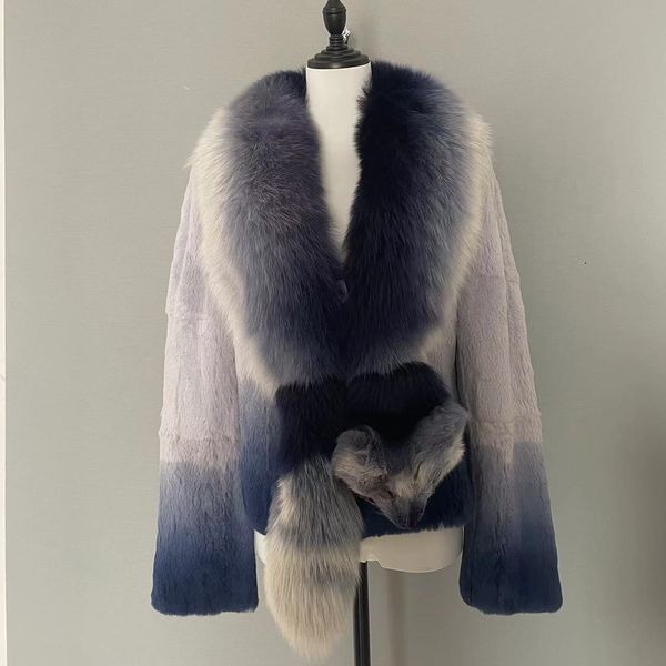 

fur coat fashion winter warm women's technology fleece hooded coat jacket vest rabbit fur fox fur knitted anti-fur all-in-one coat desi, Black