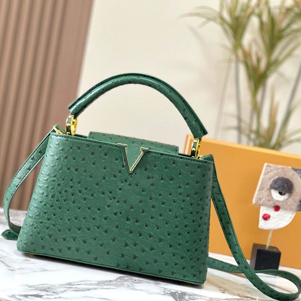 

large capacity handbag designer shoulder bag #93483 womens solid color leather bag classic ostrich pattern crossbody bag temperament purse c