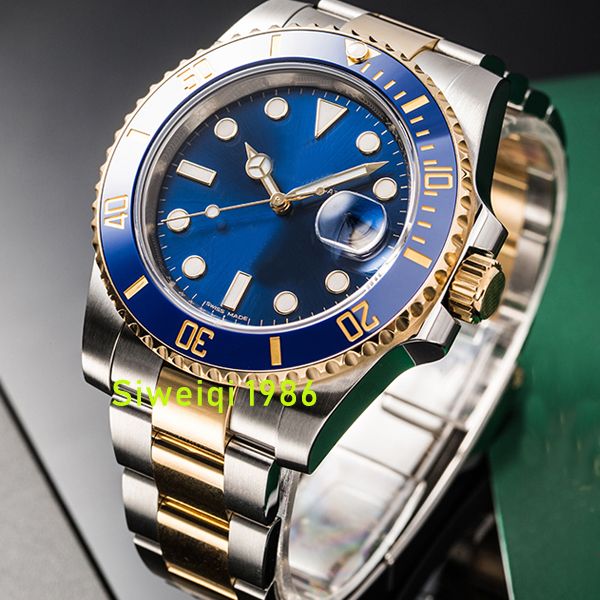 

mens automatic mechanical ceramics watches 41mm full stainless steel wristwatches sapphire luminous watch business casual montre de luxe, Slivery;brown