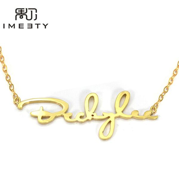 

necklaces imeety custom signature name necklace jewelry handwriting nameplate necklace personalized signature necklaces for women, Silver