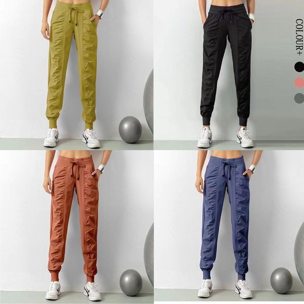 

women lu-07 yoga outdoor baggy leg pleats designer nude feel sweatpants women breathable fitness running wholesale