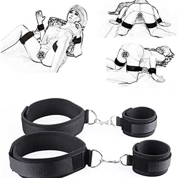

factory outlet constraint strap with padded wrists thighs cuffs adjustable handcuffs and leg straps for women's toys slave beginner set