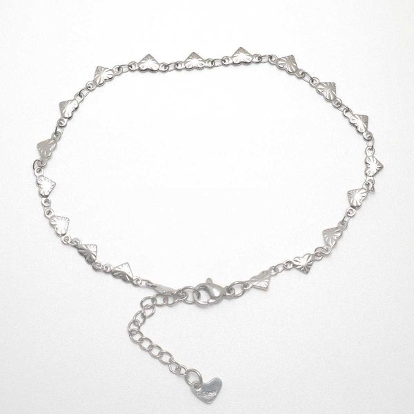 

anklets 304 stainless steel anklet heart carved pattern for women beach foot jewelry leg chain ankle bracelets women accessories g220519, Red;blue