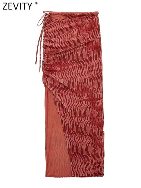 

skirts zevity women vintage leopard print lace up asymmetrical slim midi skirt faldas mujer female chic side zipper vestidos qun2628 230522, Black