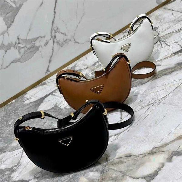 

2023-quality luxury designer half moon bag womens prad shoulder hand bag mens genuine leather crossbody tote chest bags travel underarm clut
