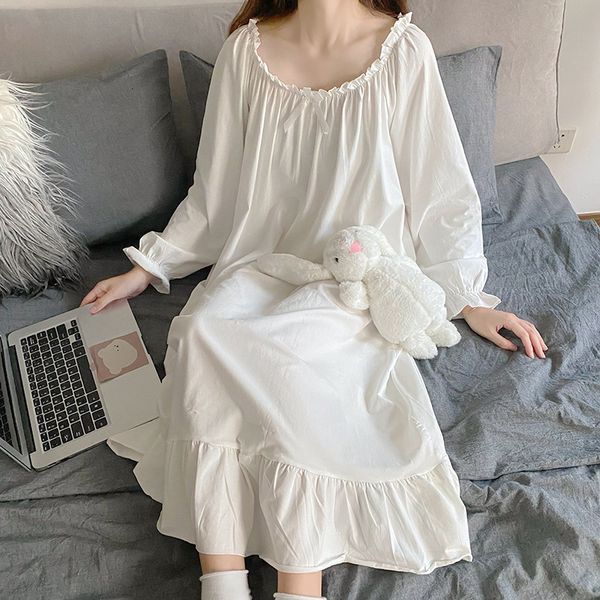 

pyjamas fdfklak loose nightgowns for women dress cotton mesh long nightdress sleeve home wear clothes ladie's sleepwear nightshirt 2305, Black;white