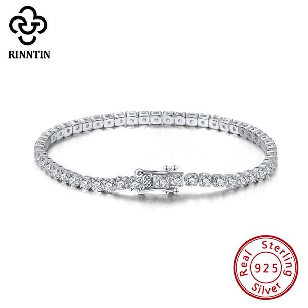 

bangle rinntin 925 sterling silver tennis bracelet women with luxury cubic zirconia bling women bangles jewelry party wedding gift sb94, Black
