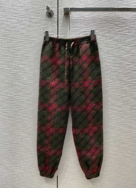 

23ss womens pants womens designer clothing contrasting color plaid full double g letter bouquet of flowers foot pant long pants women clothi, Black;white