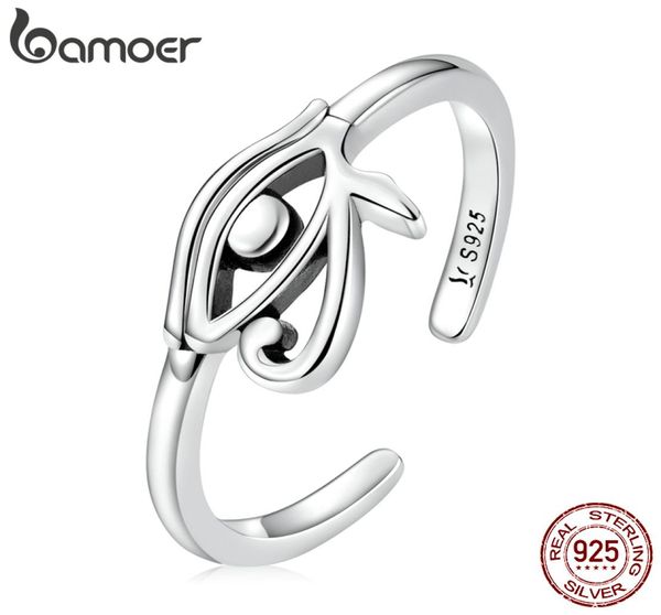 

fine s bamoer 925 sterling silver eye of horus egypt protection open ring for women personality cool band ring fashion jewelry gif6042009