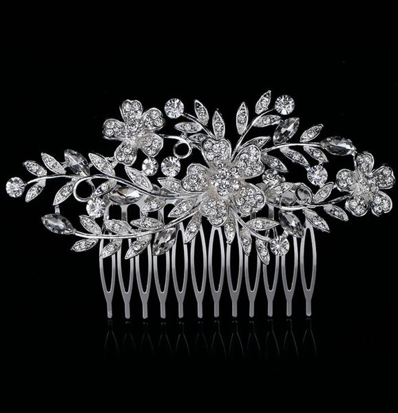 

2019 real timelimited hair combs round feis whole fashion crystal leaf and flower bride hair decoration pins wedding accessor4465904, Silver