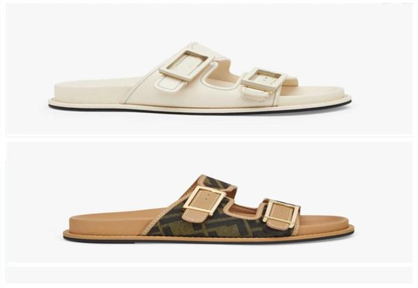 

2022 latest popular double band flat sandals decorative buckle decorated with patterned jacquard fabric light brown leather edge w1090785, Black