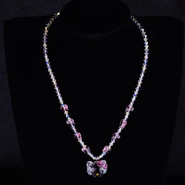 

necklaces handmade 925 silver crystal necklace cute cartoon cat pendants necklaces fashion lovely kid gift kitty necklace kt jewelry