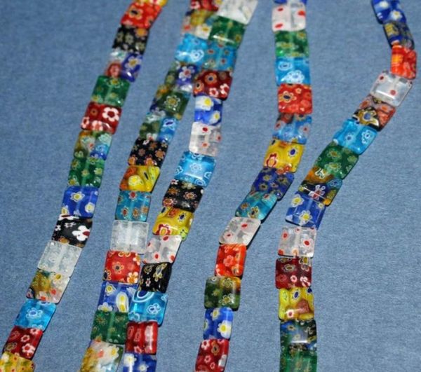 

10x10mm millefiori glass square loose beads 10mm hole for jewelry usefactory multiwhite colors5161866, Crystal