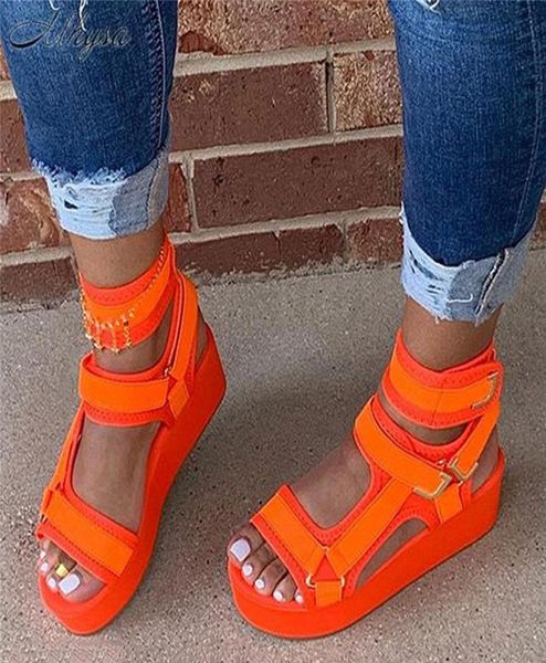 

2021 platform sandals women shoes summer high heels ladies casual shoes wedge chunky sandals gladiator fashion high 995375, Black
