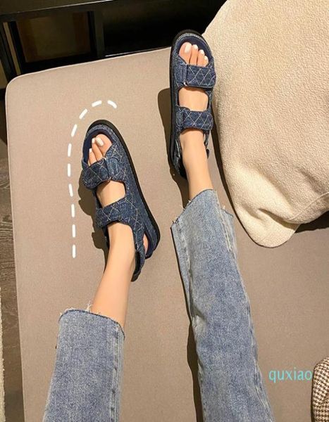 

denim creepers sew lattices muffins sandals women hookloop open toe casual rome sandalias jeans sneakers sandale platform shoes9125336, Black