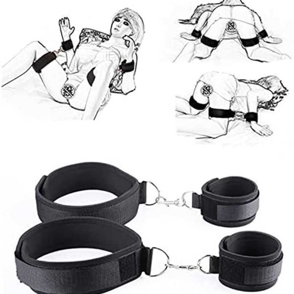 

factory outlet constraint strap with padded wrists thighs cuffs adjustable handcuffs and leg straps for women's toys slave beginner set