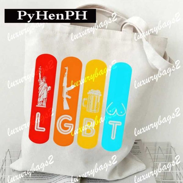 

canvas tote bag lgbt totes rainbow bear unicorn one shoulder portable 34cm canvas shopping reusable boutique gift handbags