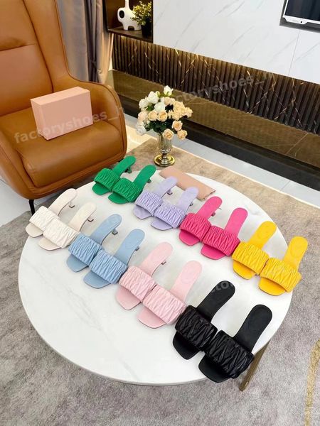 

designers slippers women sandals sheepskin slipper soft leather sandal texture slides square toe high heels matelasse slipper beach flat sho, Black