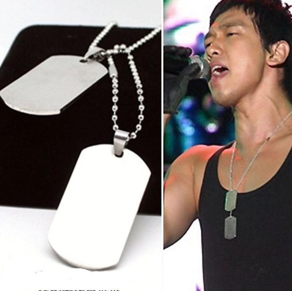 

men039s stainless steel dog tag jewelry big star classic army tag pendantfashion musician necklace a good gift for friends4781327, Silver