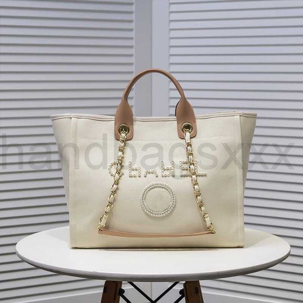 

beach bags luxury tote bag handbag designer shoulder bag women shopping purse deauville cc pearl canvas crossbody wallet beige travel pochet