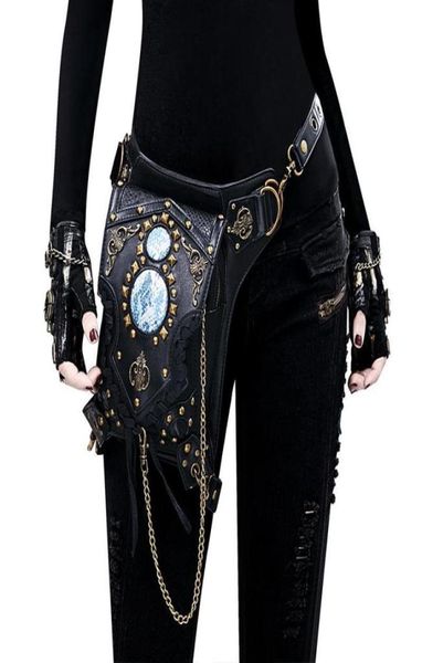 

waist bags yourseason steampunk chain rivet pack multifunctional pu leather female shoulder 2021 moto biker belt bag4136795