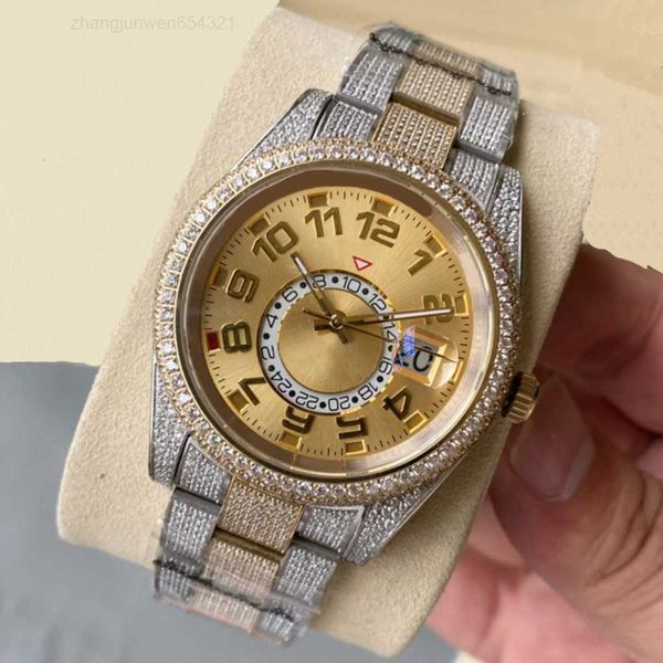 

watch full diamond mens automatic mechanical watches 41mm with diamond-studded steel bracelet fashion business wristwatch montre de luxe bli, Slivery;black