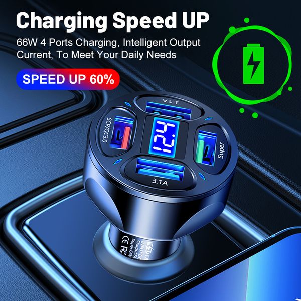

4 ports multi usb car charger 48w quick 7a mini fast charging qc3.0 for iphone 12 xiaomi huawei mobile phone adapter android devices