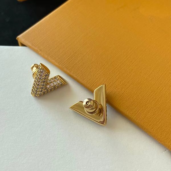 

fashion women 18k gold plated diamond earrings ear studs designers geometry letters crystal designer earrings for woman wedding party jewelr, Golden;silver