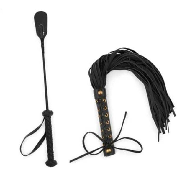 

factory outlet ridin artificial 18 inch cm) set double beat leather cut crop restraint whip toy