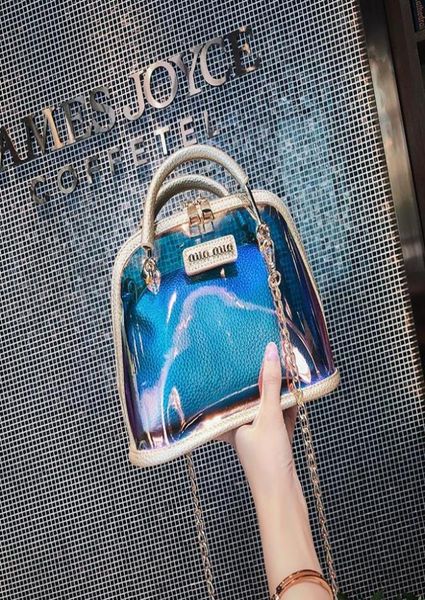 

summer pvc plastic chains transparent bag candy jelly clear beach bags composite bag 2pcsset handbag women clutch purse9359501