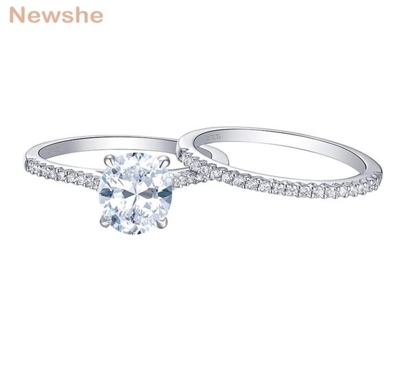 

she 2 pieces 925 sterling silver wedding rings set 19ct oval shape aaaaa zircon jewelry engagement ring straight band br0943 21106157062