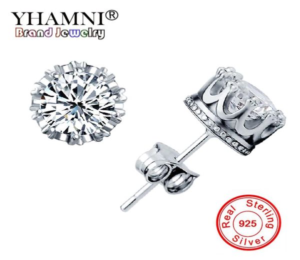 

yhamni 100 solid 925 silver earrings natural crystal whole fashion small sterling silver jewelry for women stud men or women 7715920, Golden;silver