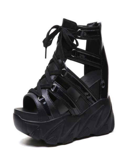 

ho heave comforty shoes women muffin bottom wedges heels summer shoes female breathable sandals women fashion platform sandals y206530638, Black