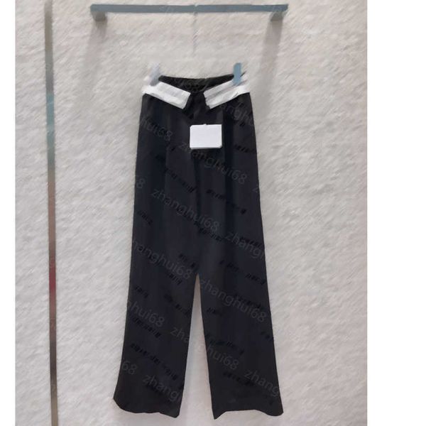 

23ss womens designer clothing womens pants lapel flocked logo printed straight leg casual pants long pants women clothing a1, Black;white