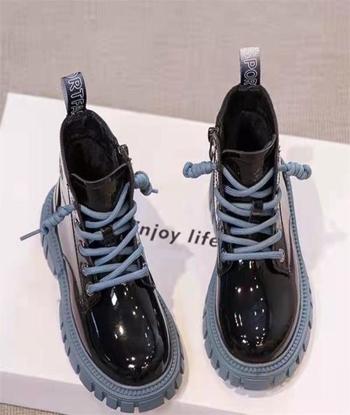 

boots winter children shoes pu leather waterproof martin kids snow brand girls boys rubber fashion sneakers 2209196327902, Black;grey