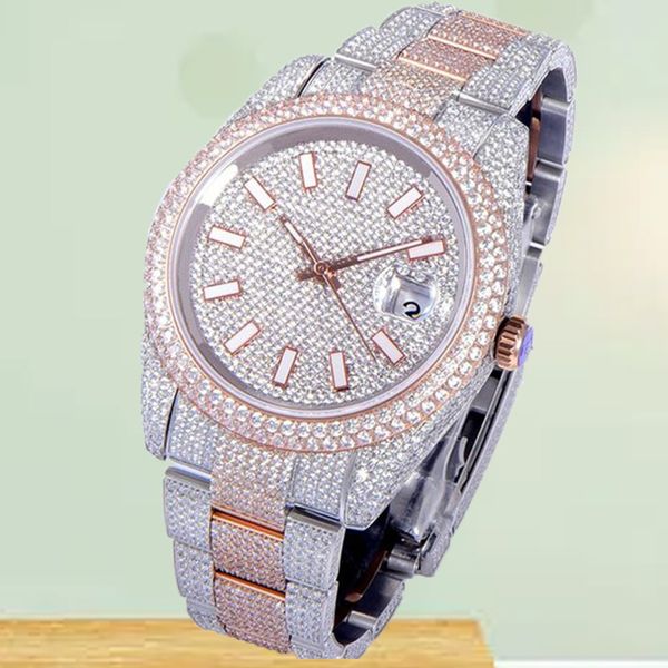 

diamond men women couple watch precision and durability quartz 40mm automatic 2813 movement 904l stainless steel watches women waterproof lu, Slivery;brown
