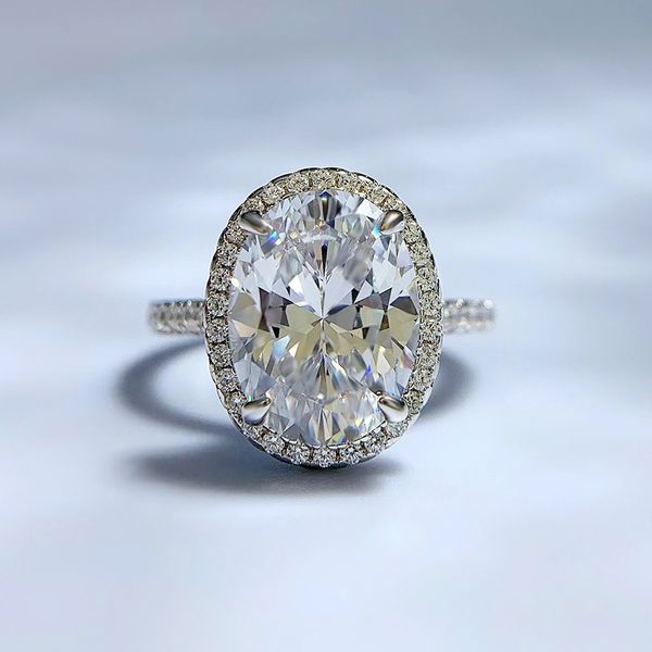 

elegant oval 4ct lab moissanite diamond ring 100% real 925 sterling silver party wedding band rings for women engagement jewelry, Slivery;golden