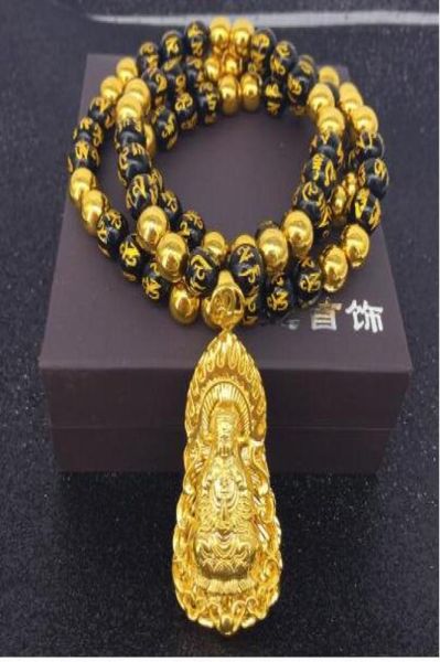 

vietnam alluvial gold om mani padme hum six words mantra guanyin buddha necklaces7948241
