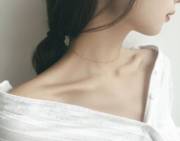 

fashion jewelry bohemia bead necklace 925 sterling silver chokers necklaces for women classic clavicle chain wyk022892302